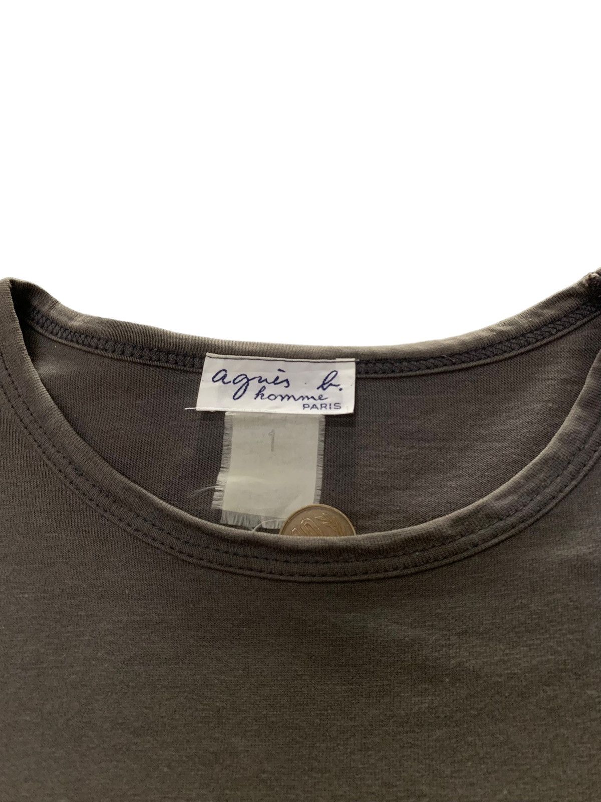 Vintage Agnes B Homme Striped Border Long Sleeve Tshirt