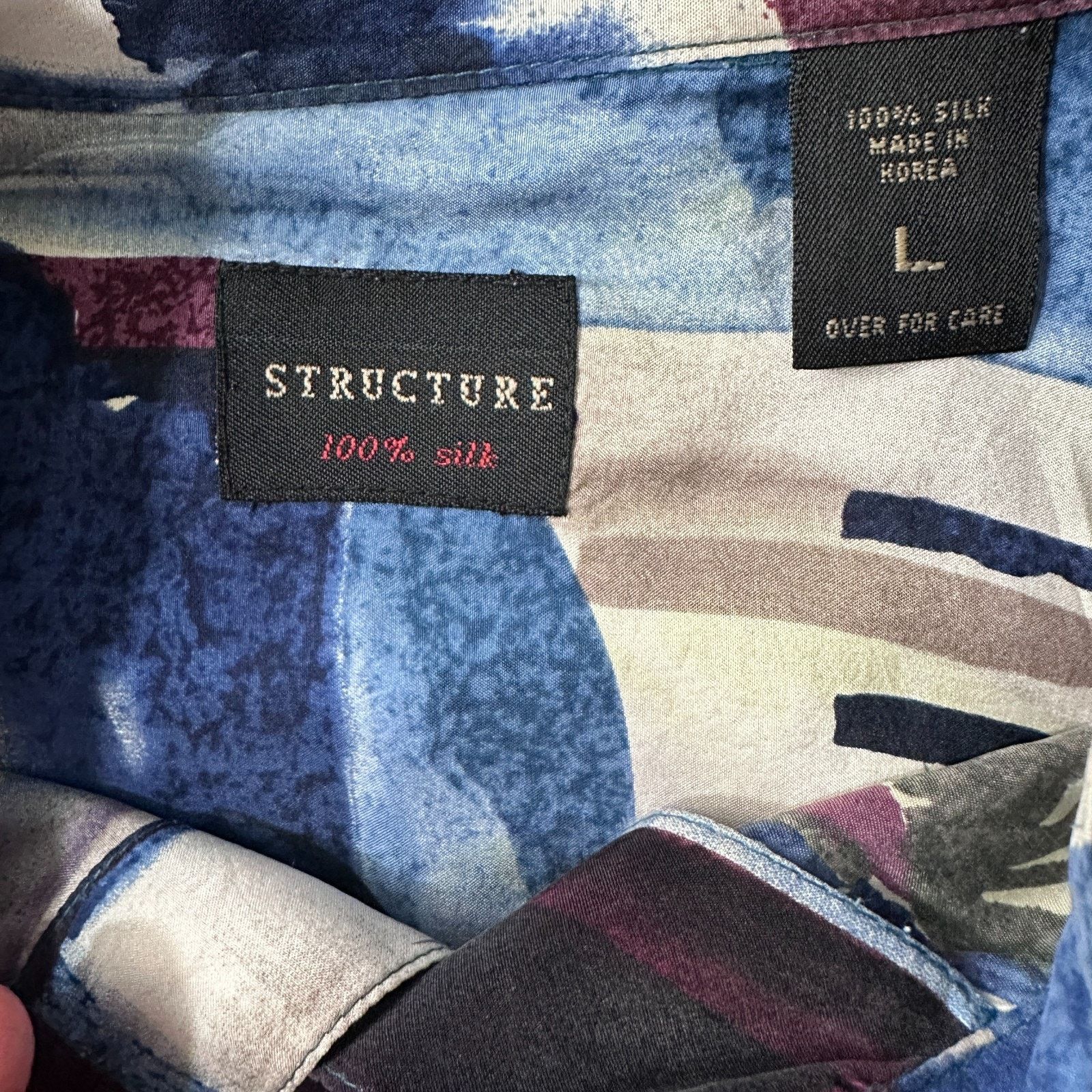 Structure Vintage Structure Hawaiian Silk Shirt Men L Multi Abstract Size US L / EU 52-54 / 3 - 6 Thumbnail