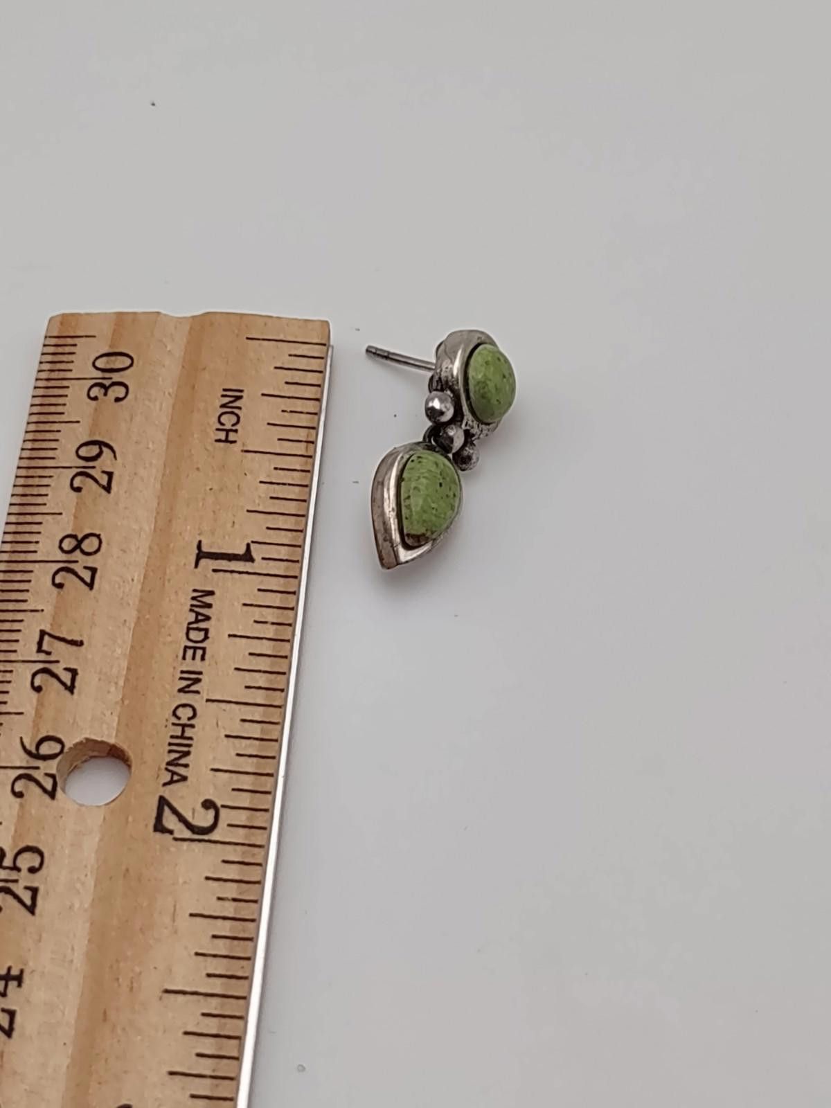 The Unbranded Brand Vintage Mexico 925 Sterling Green Stone Boho Drop Earrings Size ONE SIZE - 3 Thumbnail