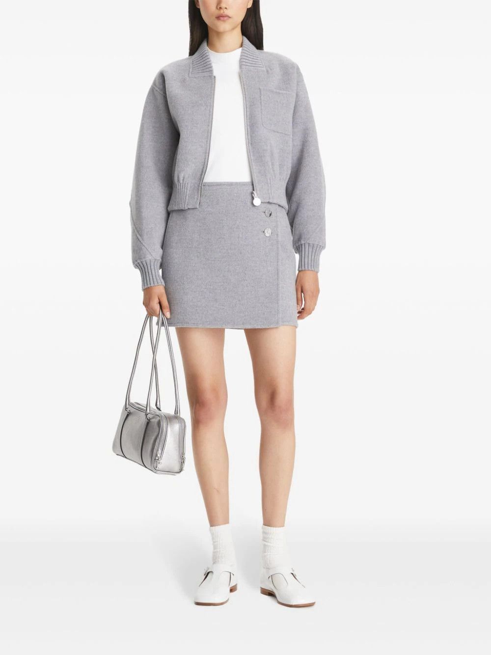 Tory Burch o1s22i1n1024 Mini T Monogram Skirt in Grey Size 26" / US 2 / IT 38 - 2 Thumbnail