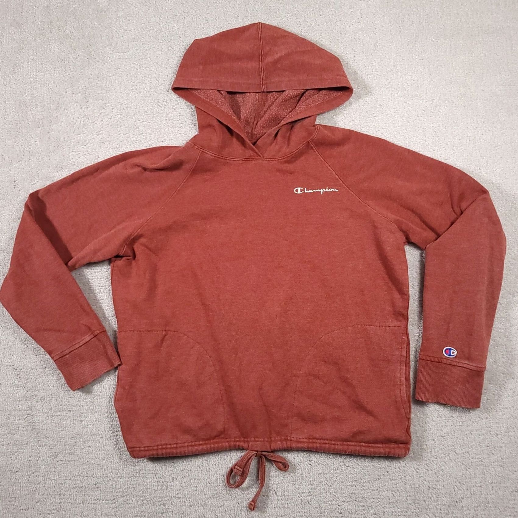 Champion Champion Cropped Hoodie Women's Medium Burnt Orange Embroidered Logo Pullover Easy Care Pockets Hooded Knit Cotton Polyester Fleece Size M / US 6-8 / IT 42-44 - 2 Thumbnail