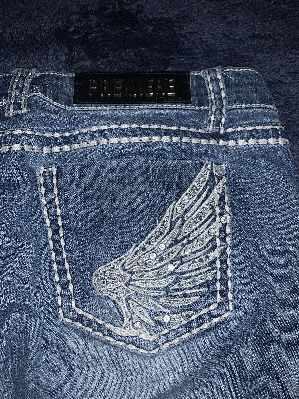 Vintage premiere wing jeans streetwear fashion indie cute y2k scene Size 22" - 5 Thumbnail