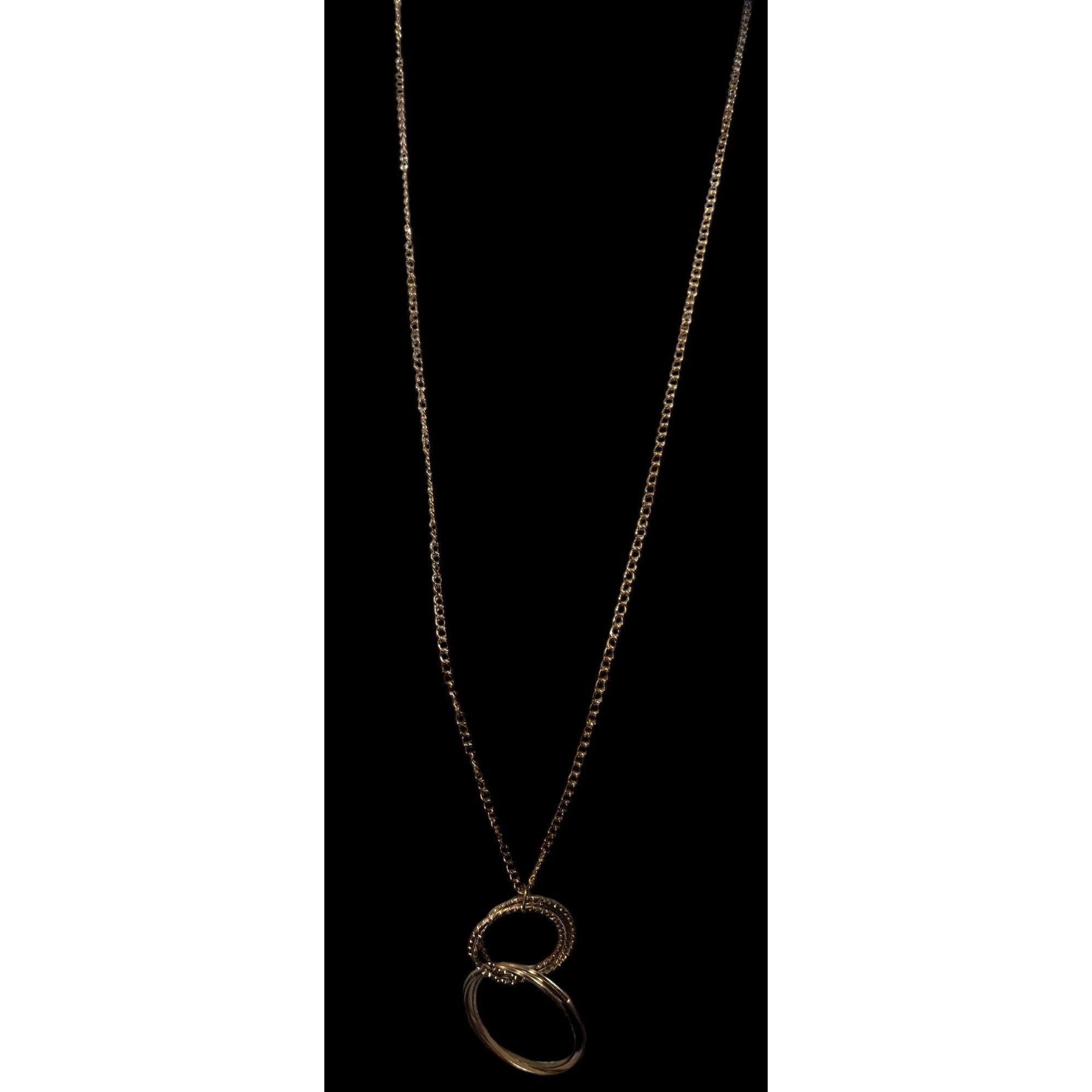 Other Casual Geometric Gold Tone Double Ring Pendant Necklace Size ONE SIZE - 2 Thumbnail