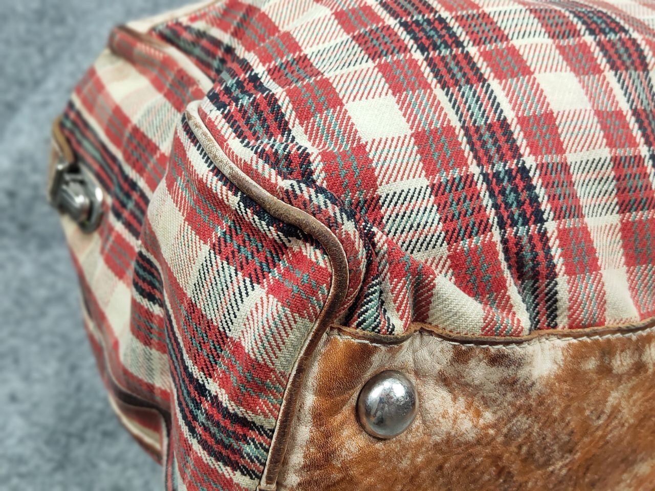numero 10 Numero 10 Design Monzeglio tartan travel Canvas Leather Bag Size ONE SIZE - 15 Thumbnail