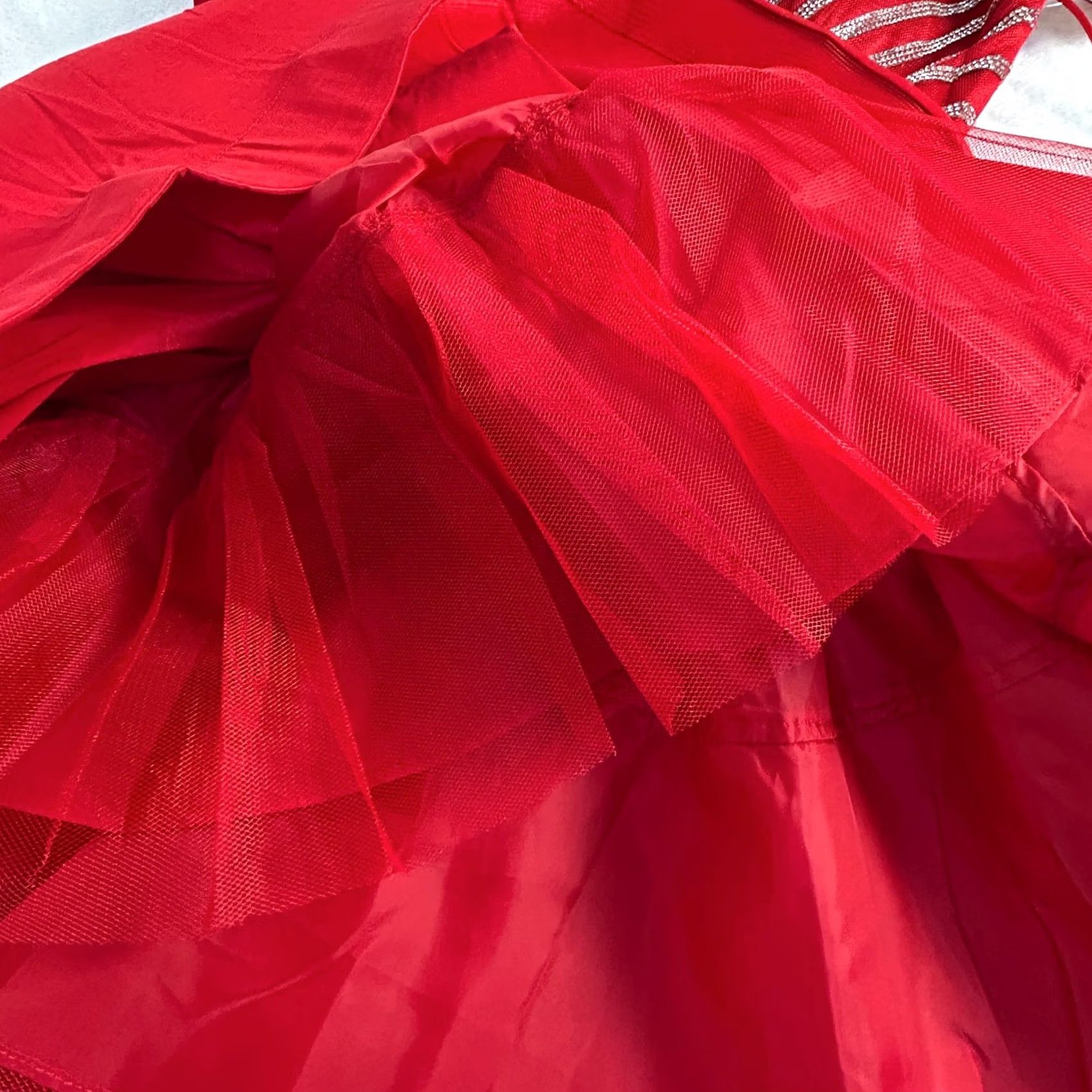 Vintage Crystal Doll Dress Juniors' Size 5 Red/Silver Rhinestone Fit & Flare Mini New Size S / US 4 / IT 40 - 5 Thumbnail
