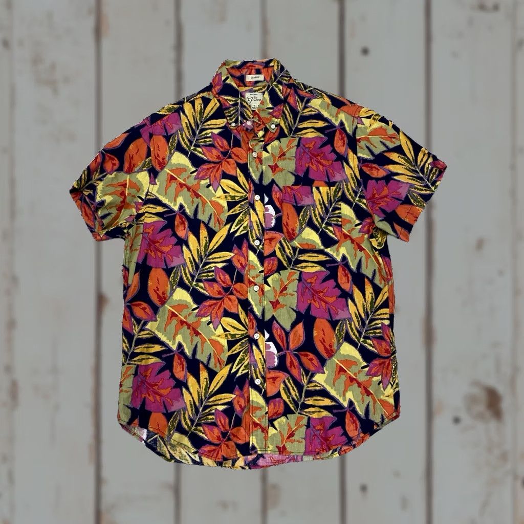 J.Crew J.CREW Linen Shirt Men M Floral Classic Fit Short Sleeve Tropical Print Button-Up Collar Spread Vintage No Size US M / EU 48-50 / 2 - 1 Thumbnail