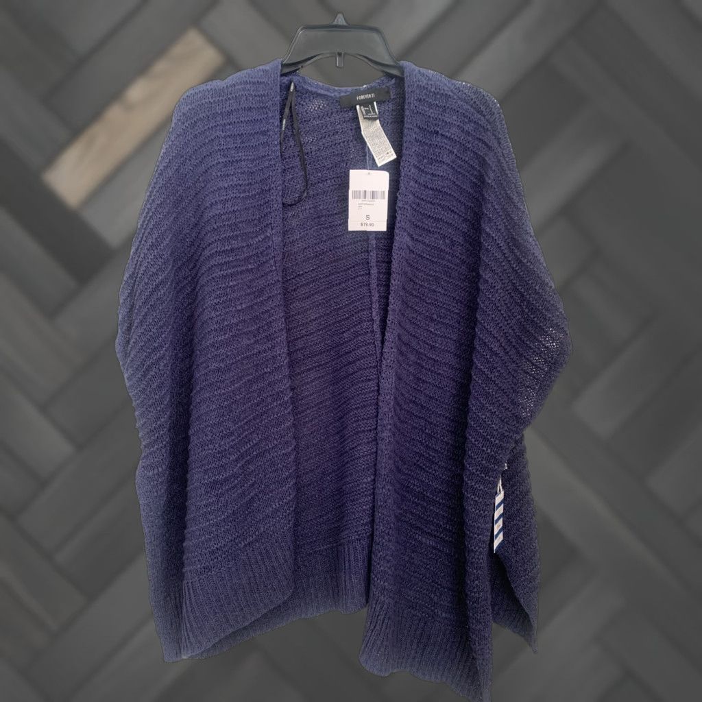 Forever 21 FOREVER 21 Blue Open Draped Cardigan Sweater Port Blue Collection Small NWT Womens Cardigan Sleeveless Blue S Size S / US 4 / IT 40 - 1 Thumbnail