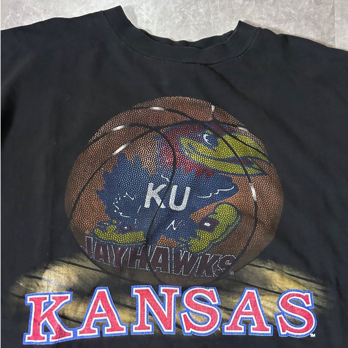 Other 90's Vintage Kansas Jayhawks Basketball Black T-Shirt -XL Size US XL / EU 56 / 4 - 2 Thumbnail