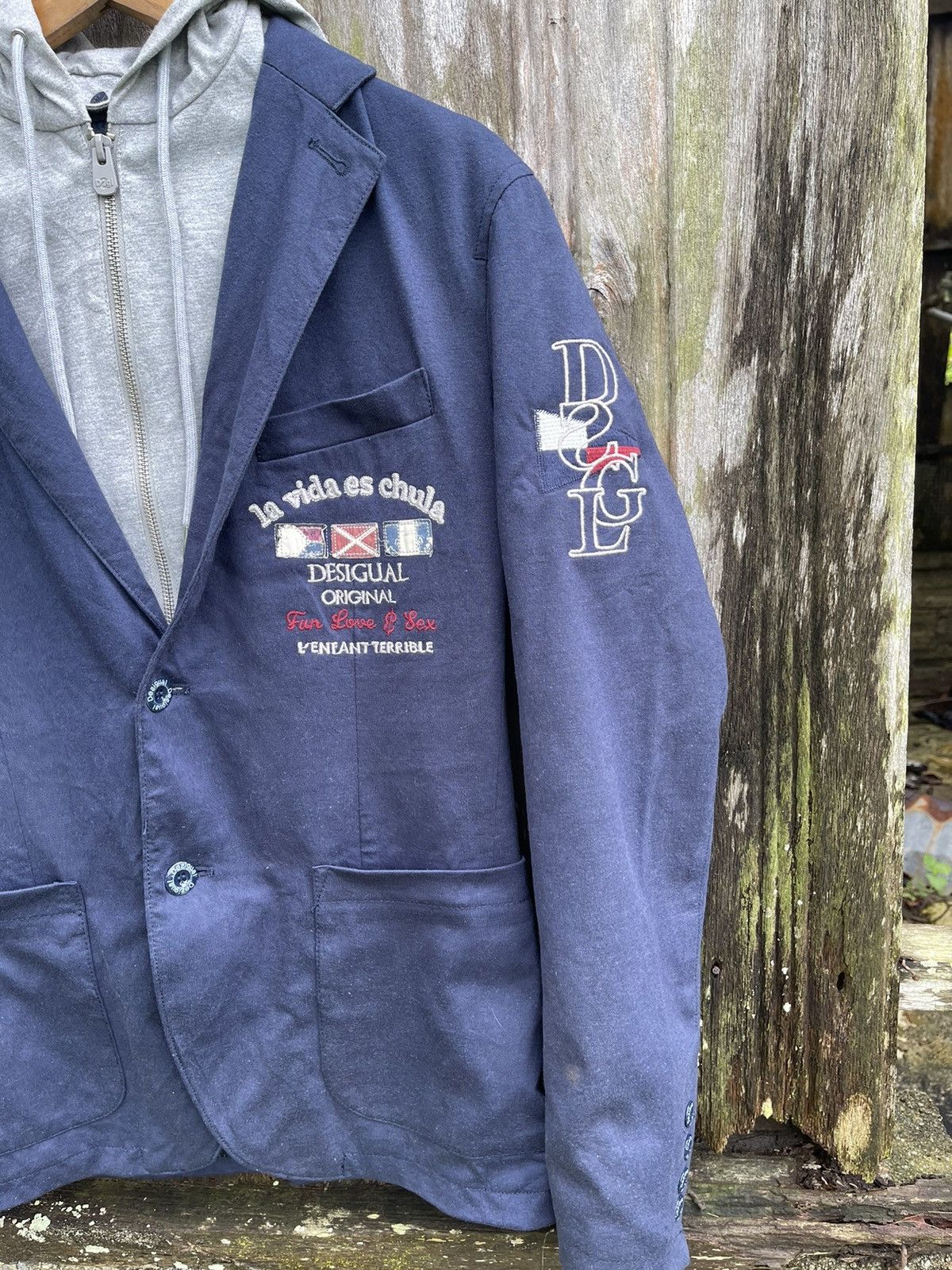 Designer Desigual Blazer Hoodie Hybrid Jacket Navy Size 48 Size US M / EU 48-50 / 2 - 5 Thumbnail