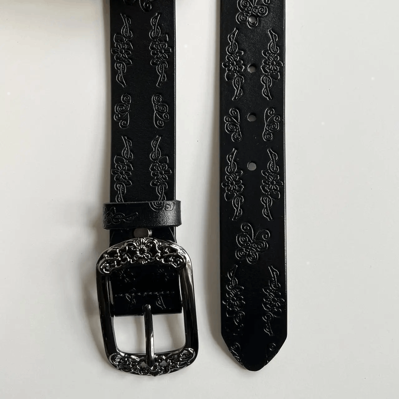 Cowboy Equipment vintage style american western floral design black belt Size ONE SIZE - 4 Thumbnail