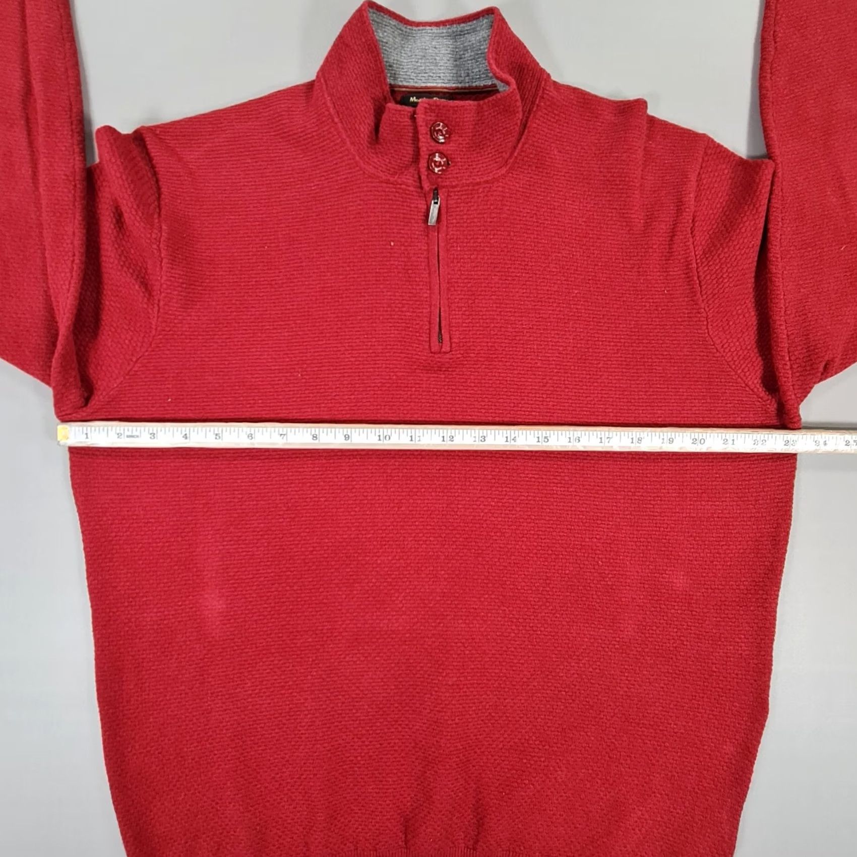 Massimo Dutti Massimo Dutti Jumper Mens XL Red Cotton Cashmere Mock Neck Long Sleeve Henley Knit Size US XL / EU 56 / 4 - 7 Thumbnail