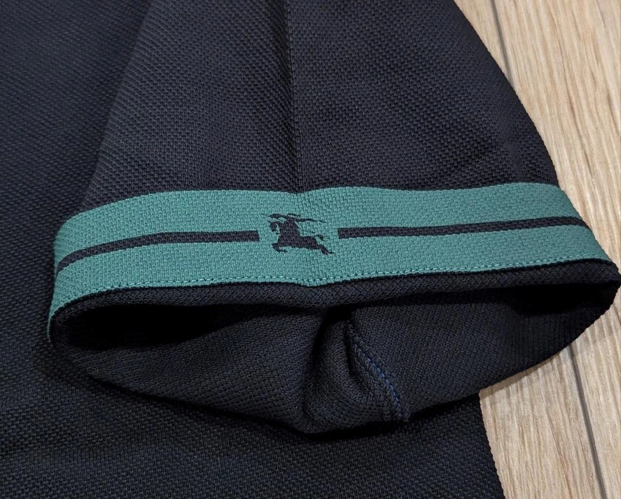 Burberry BURBERRY Contrast Cuff Pique Polo Shirt Black/Green Small Size US S / EU 44-46 / 1 - 3 Thumbnail