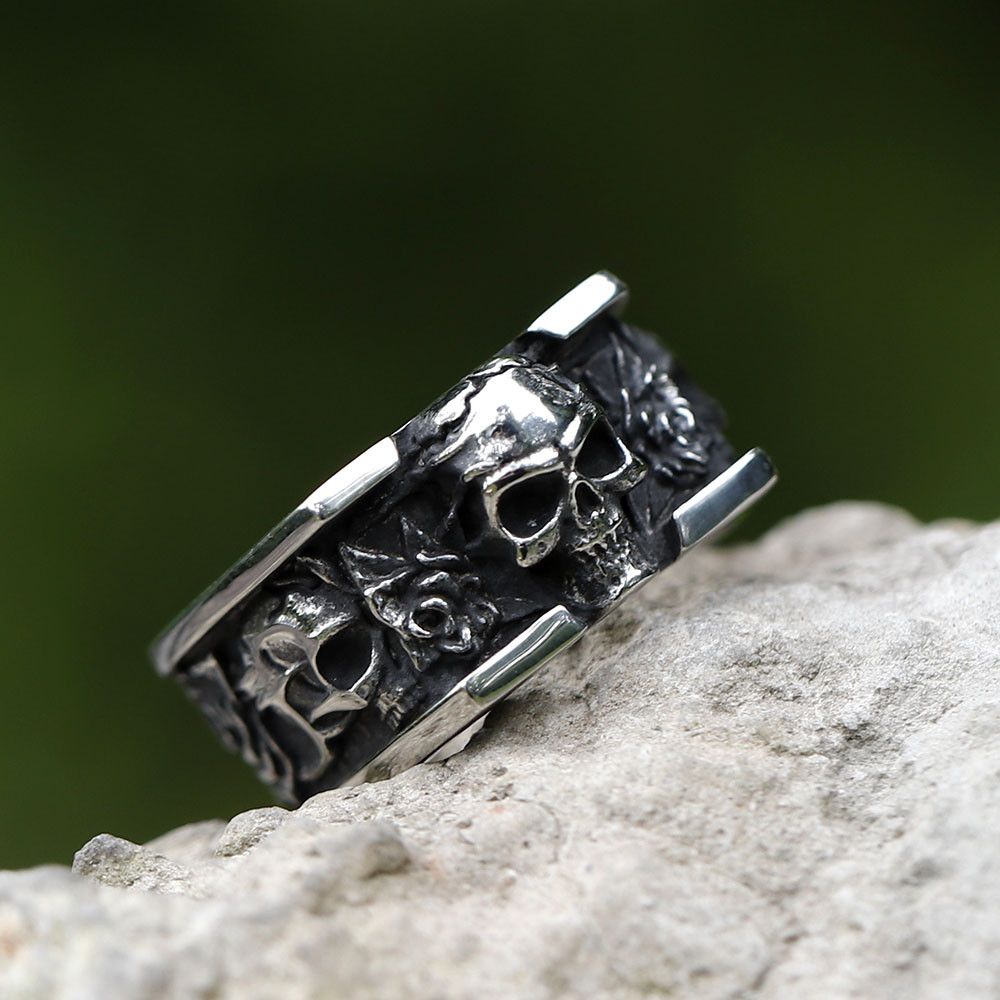 Vintage SIZE 10 316L Stainless Steel Vintage SKULL Punk Ring Size ONE SIZE - 1 Thumbnail