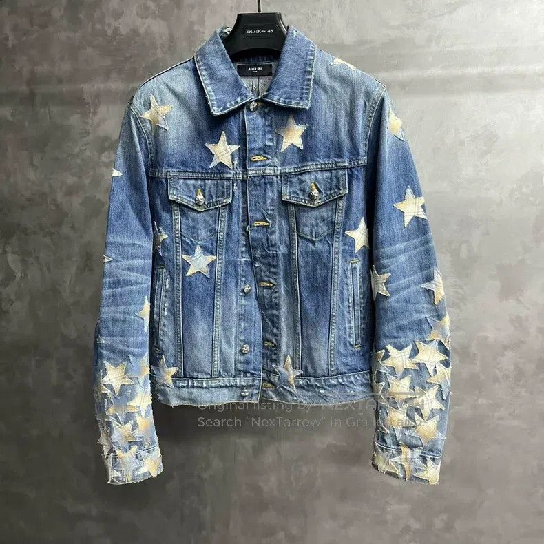 Amiri Amiri Blue Star Embroidered Collar Long Sleeve Shirt Size US L / EU 52-54 / 3 - 1 Thumbnail