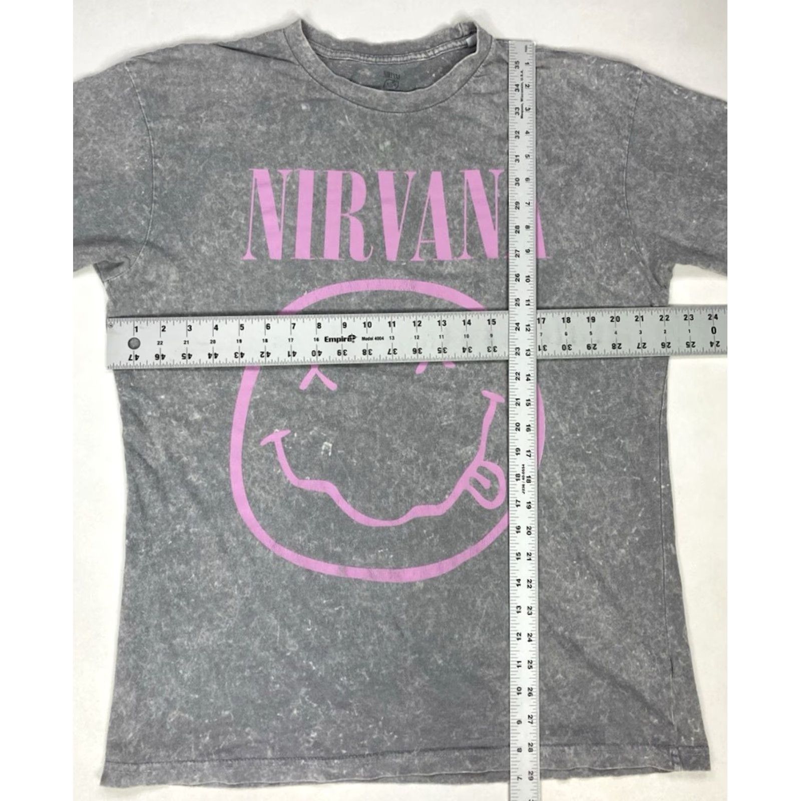 Logo 7 Nirvana Graphic Print T-shirt Men L Gray Acid Wash Logo Happy Face Music Shirt Size US L / EU 52-54 / 3 - 5 Thumbnail