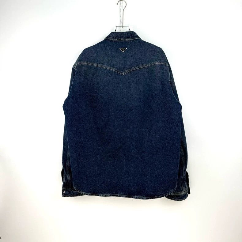 Prada Prada Washed blue metal triangle denim down jacket 2502-Nex Size US XL / EU 56 / 4 - 4 Thumbnail