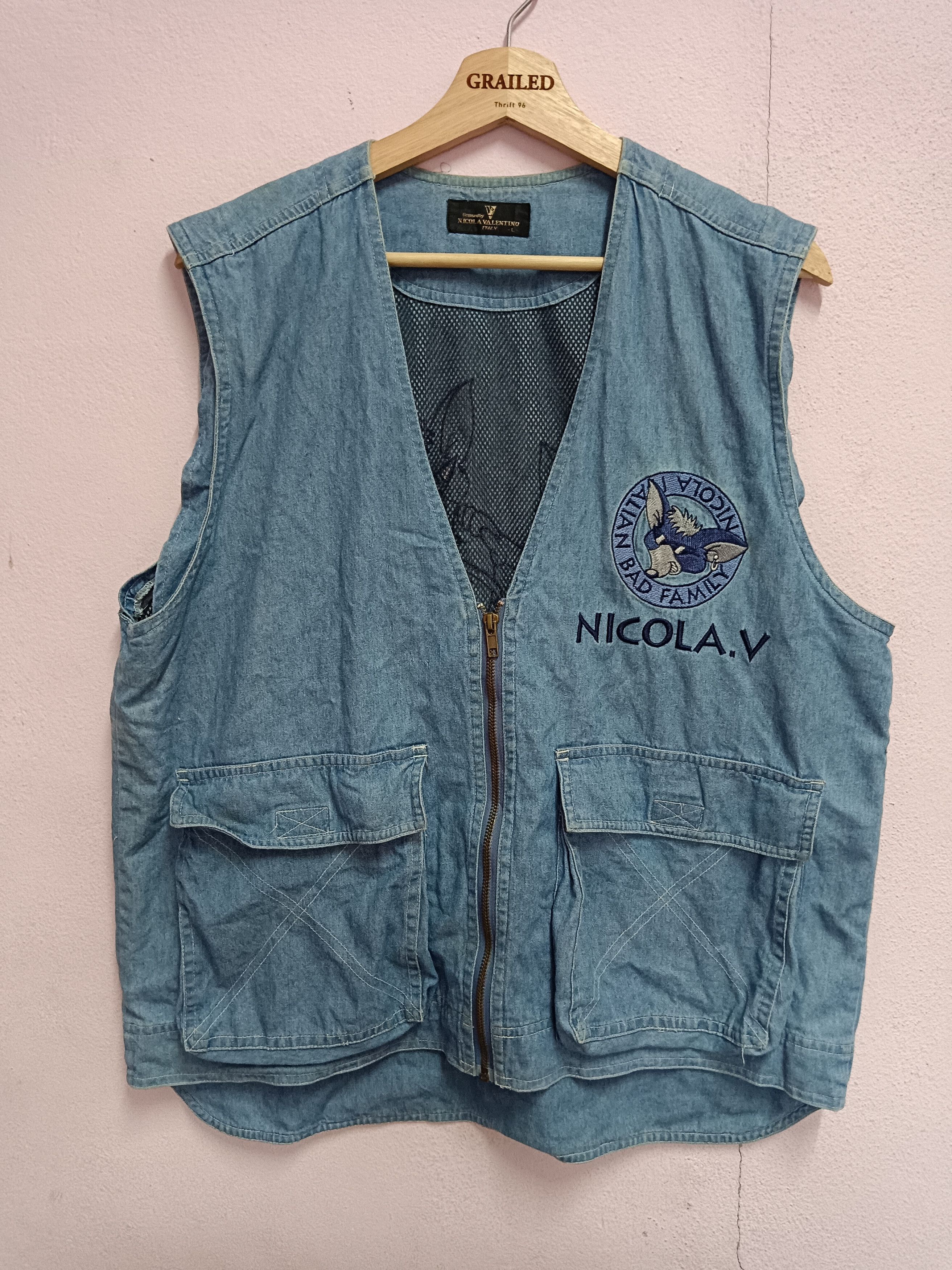Designer 🔥NICOLA VALENTINO🔥 DENIM VEST Size US L / EU 52-54 / 3 - 1 Thumbnail