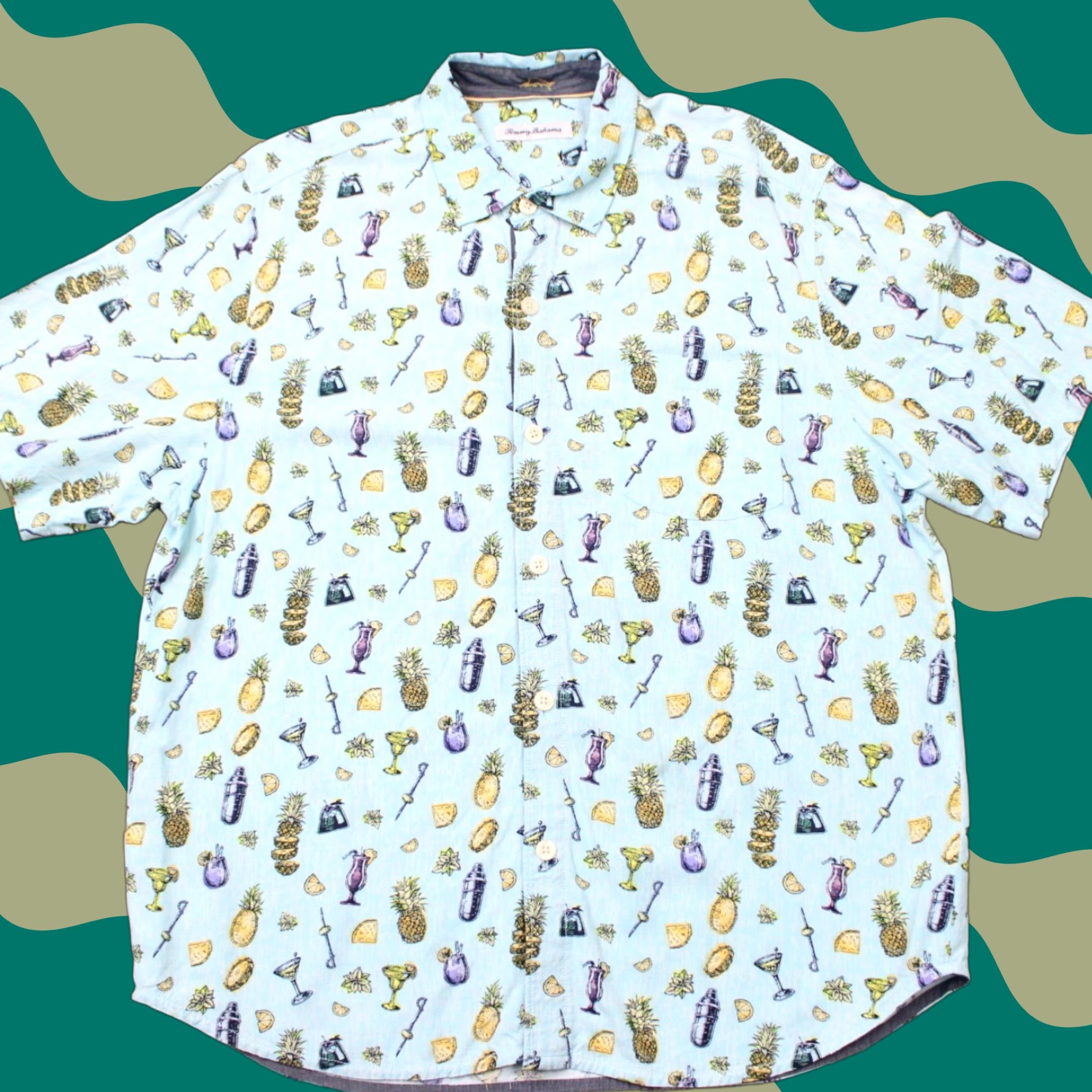 Tommy Bahama Tommy Bahama Shirt Mens Large Blue Cocktails All Over Print Surf Villa S/S Size US L / EU 52-54 / 3 - 1 Thumbnail