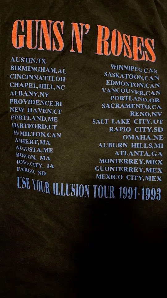 Vintage Vintage 90’s Guns N Roses Use Your Illusion Tour 1991-1993 Size US L / EU 52-54 / 3 - 11 Thumbnail