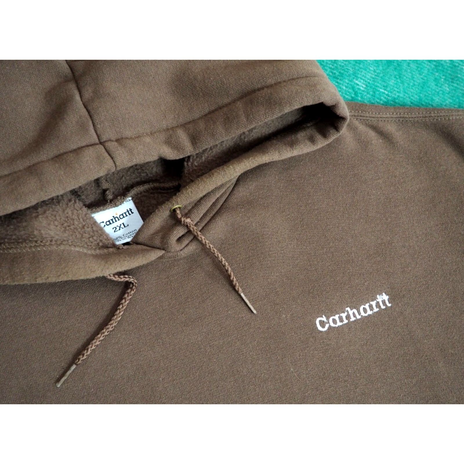 Carhartt VTG Carhartt Hooded Sweatshirt 2XL Brown 90s Logo Pullover Mens Hoodie Size US XXL / EU 58 / 5 - 5 Thumbnail