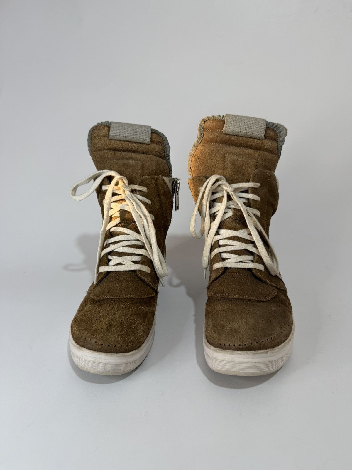 Rick Owens Rick Owens Women's Suede Geobasket Sneakers in Brown/Milk Size US 7 / IT 37 - 2 Thumbnail