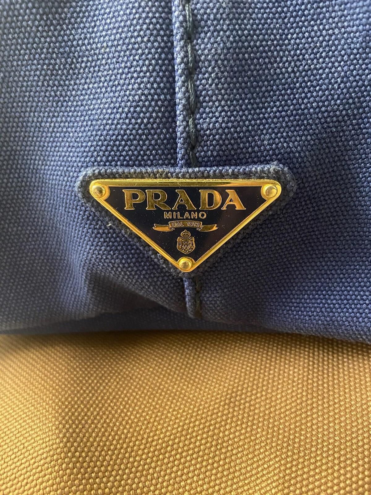 Prada Prada Canapa large size blue canvas hand shoulder tote bag Size ONE SIZE - 7 Thumbnail