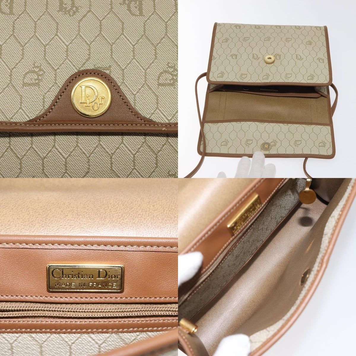 Dior DIOR Honeycomb Canvas Shoulder Bag Pvc Beige Gold Size ONE SIZE - 11 Thumbnail