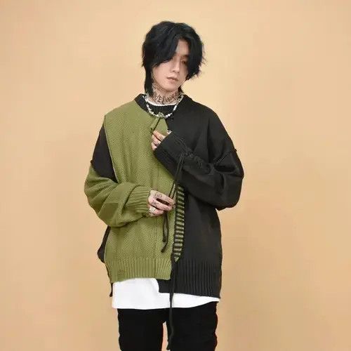 Japanese Brand × Vintage Retro punk grunge distressed patchwork knitwear sweater y2k Size US L / EU 52-54 / 3 - 3 Thumbnail