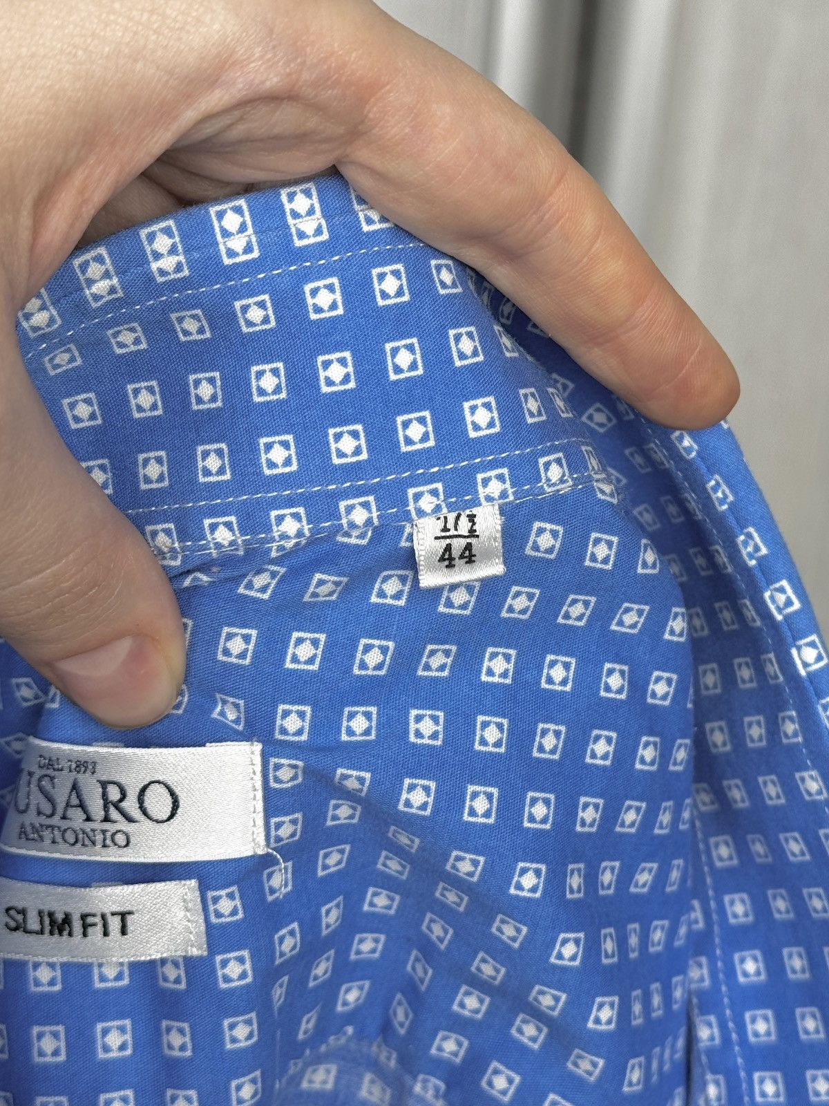 Other Antonio Fusaro Napoli Dal 1893 blue cotton patterned shirt Size US XL / EU 56 / 4 - 10 Thumbnail