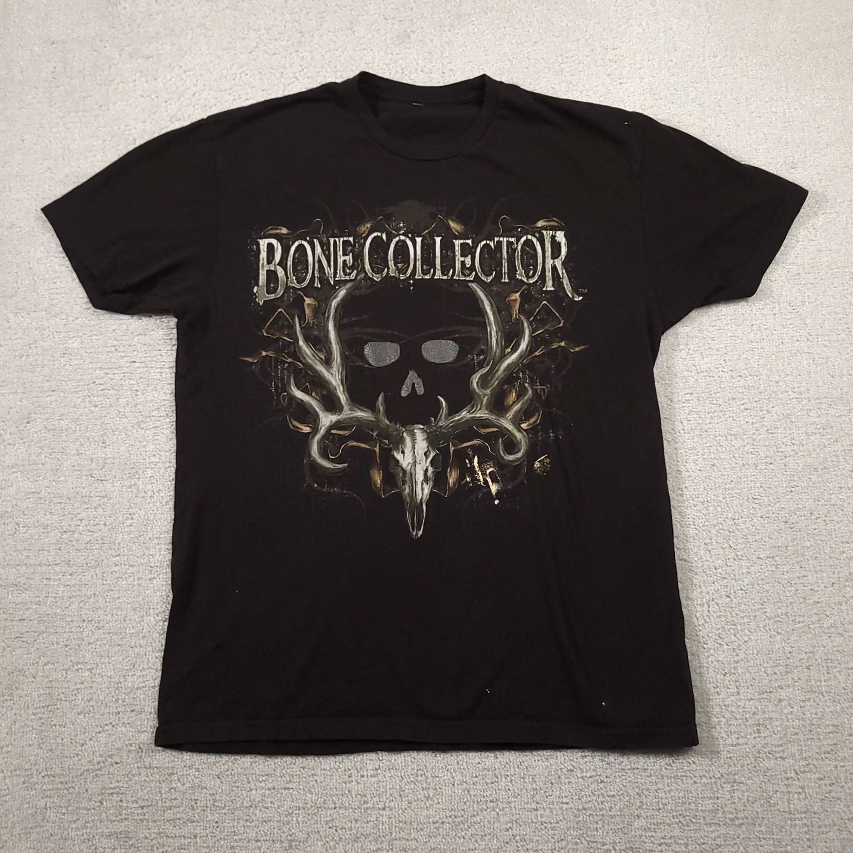 Vintage VINTAGE Bone Collector T-Shirt Mens Large Black Double-Sided Skull Grunge 90s Distressed Size US L / EU 52-54 / 3 - 2 Thumbnail