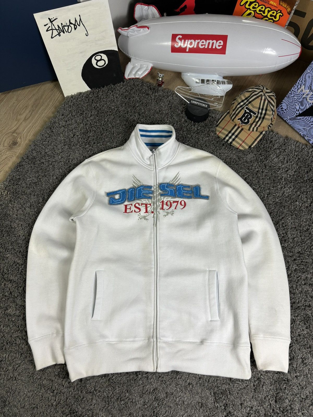 Diesel × Japanese Brand Vintage Y2K Diesel Zip Distressed Big Logo White Size US M / EU 48-50 / 2 - 2 Thumbnail