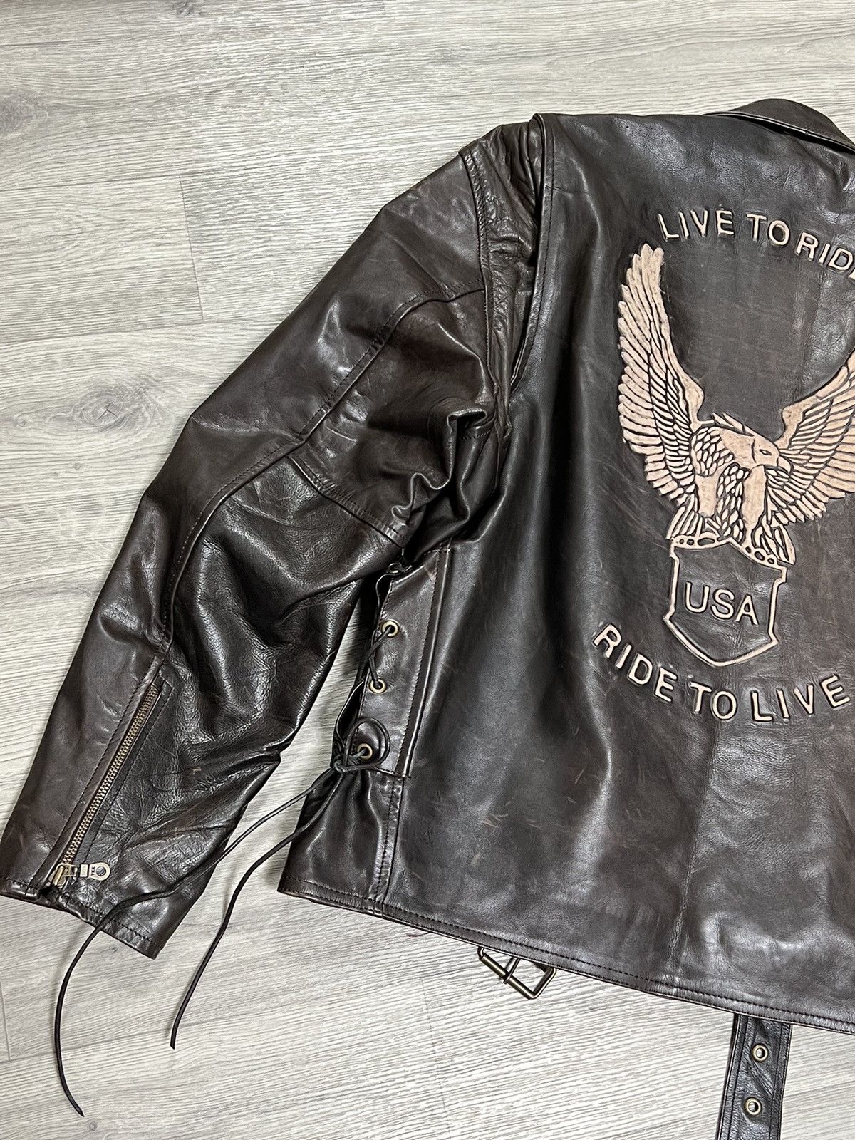 Vintage Vintage men’s leather jacket motorcycle USA Size US XL / EU 56 / 4 - 6 Thumbnail