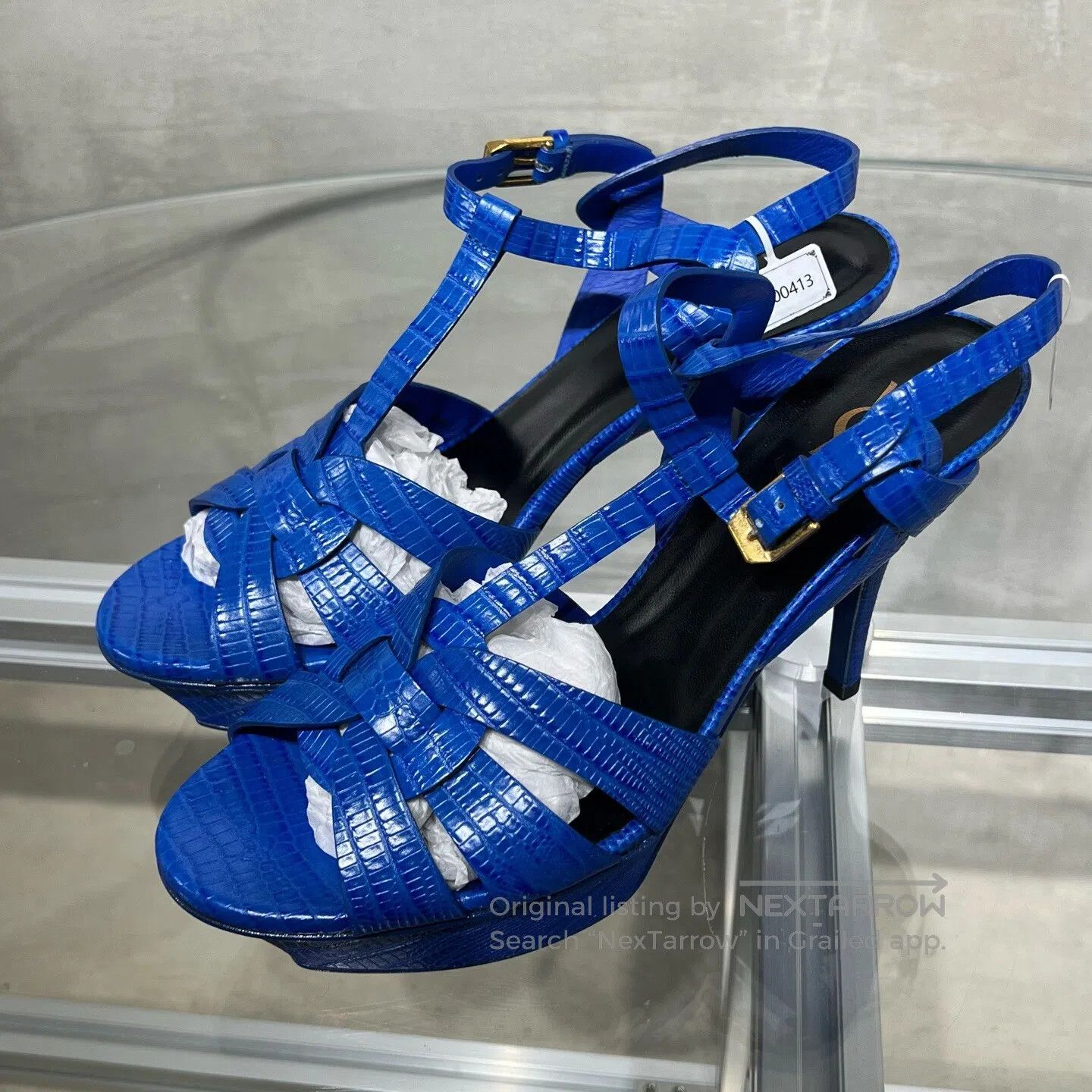 Saint Laurent Paris Saint Laurent Paris Ms.High-heeled Sandals, Blue Size US 8 / IT 38 - 1 Thumbnail
