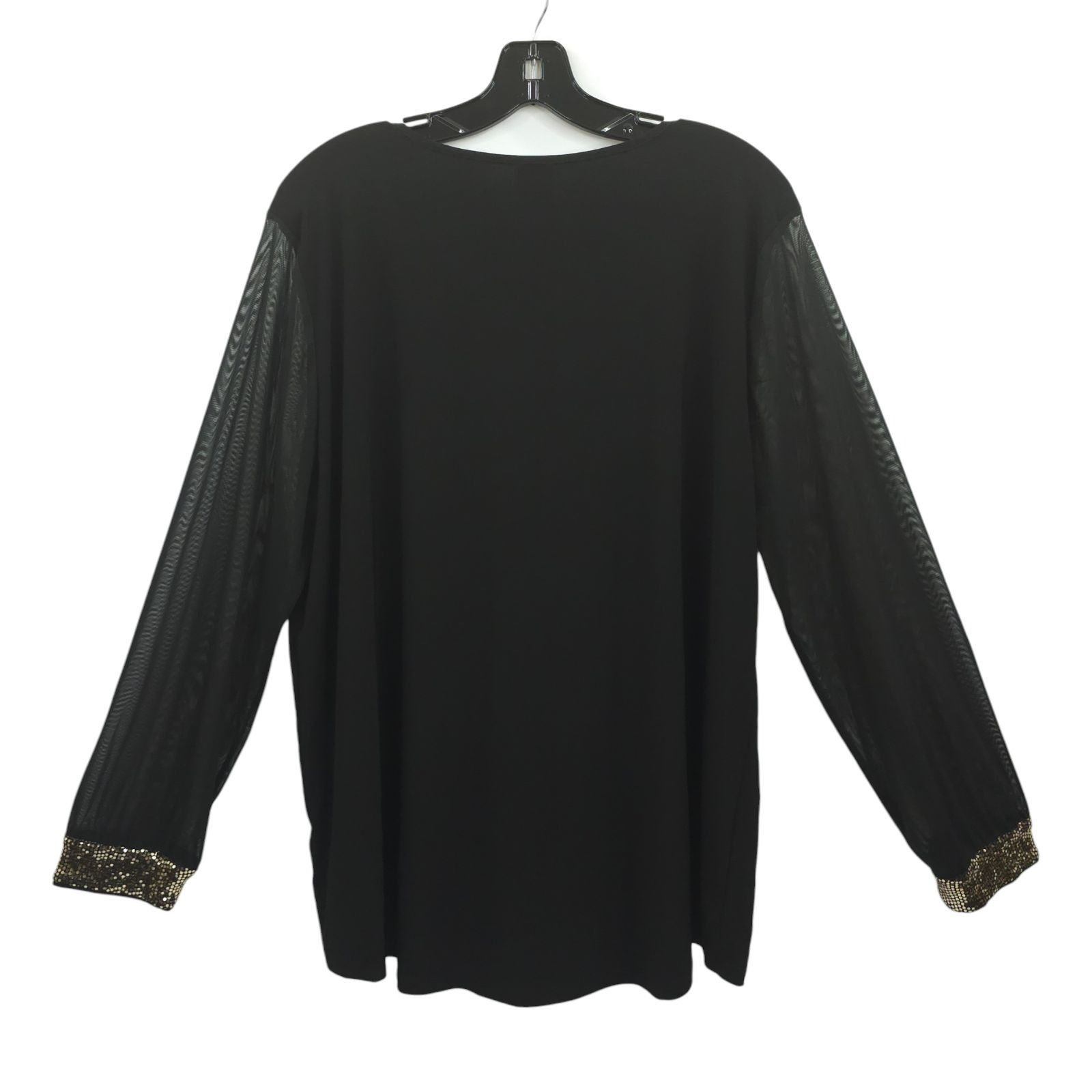 Anne Klein Anne Klein Black V-Neck Top Blouse Womens XL Sheer Mesh Long Size XL / US 12-14 / IT 48-50 - 2 Thumbnail