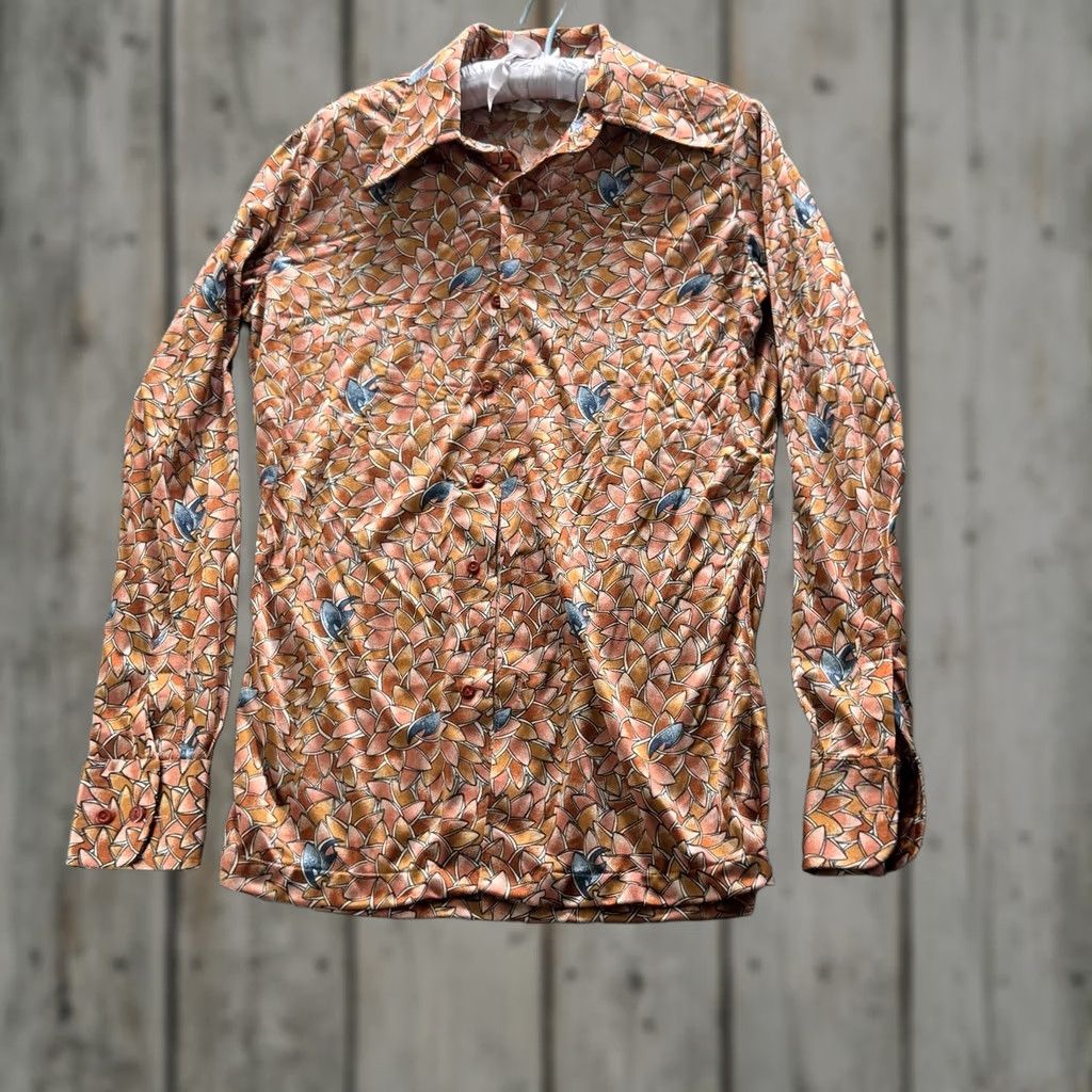 Vintage VINTAGE Hukapoo Shirt Mens M Orange Floral Nylon Disco Button Up 70s Taiwan Size US M / EU 48-50 / 2 - 1 Thumbnail