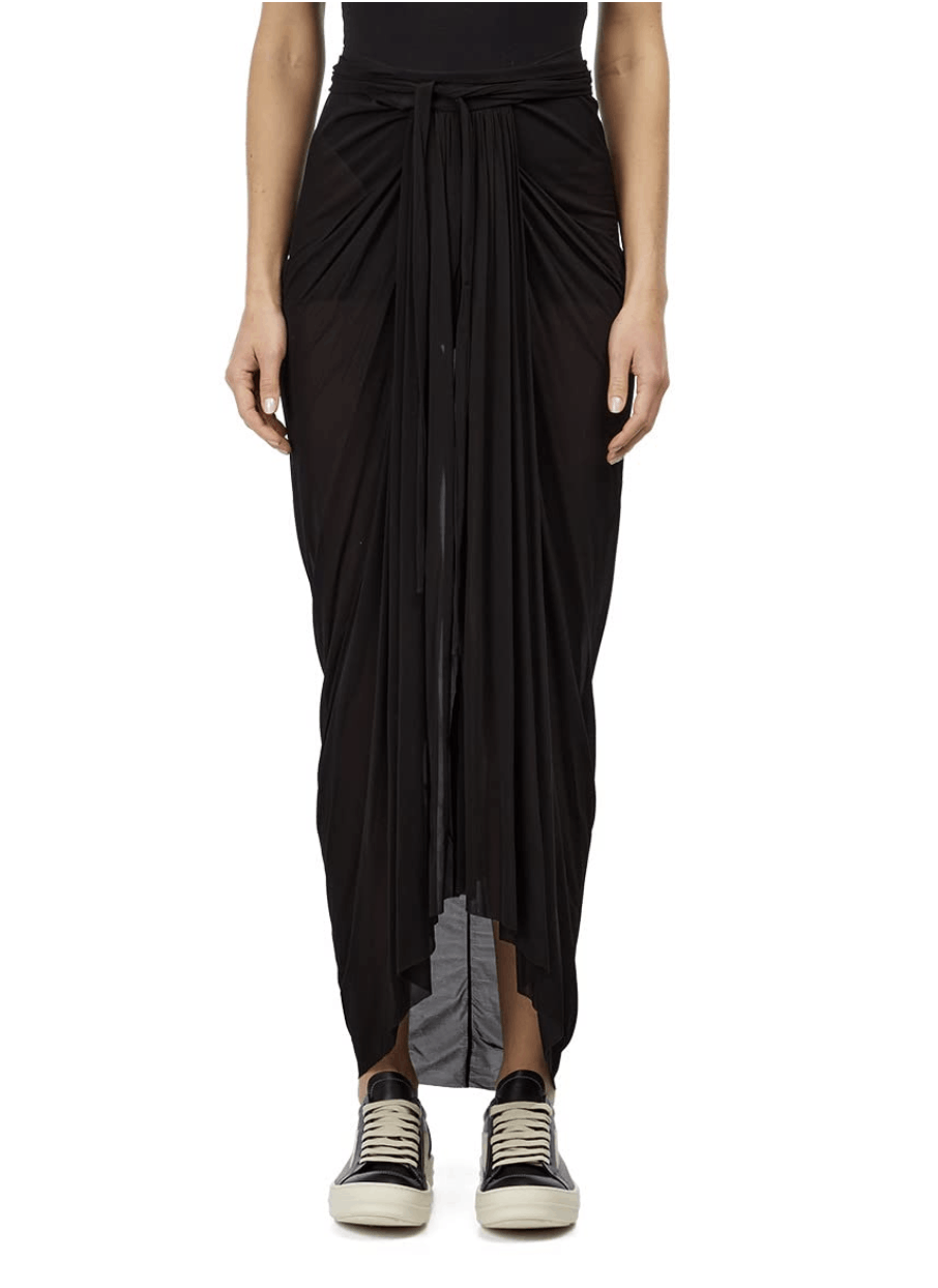 image of Rick Owens Jersey Skirt in Black, Women's (Size 26)