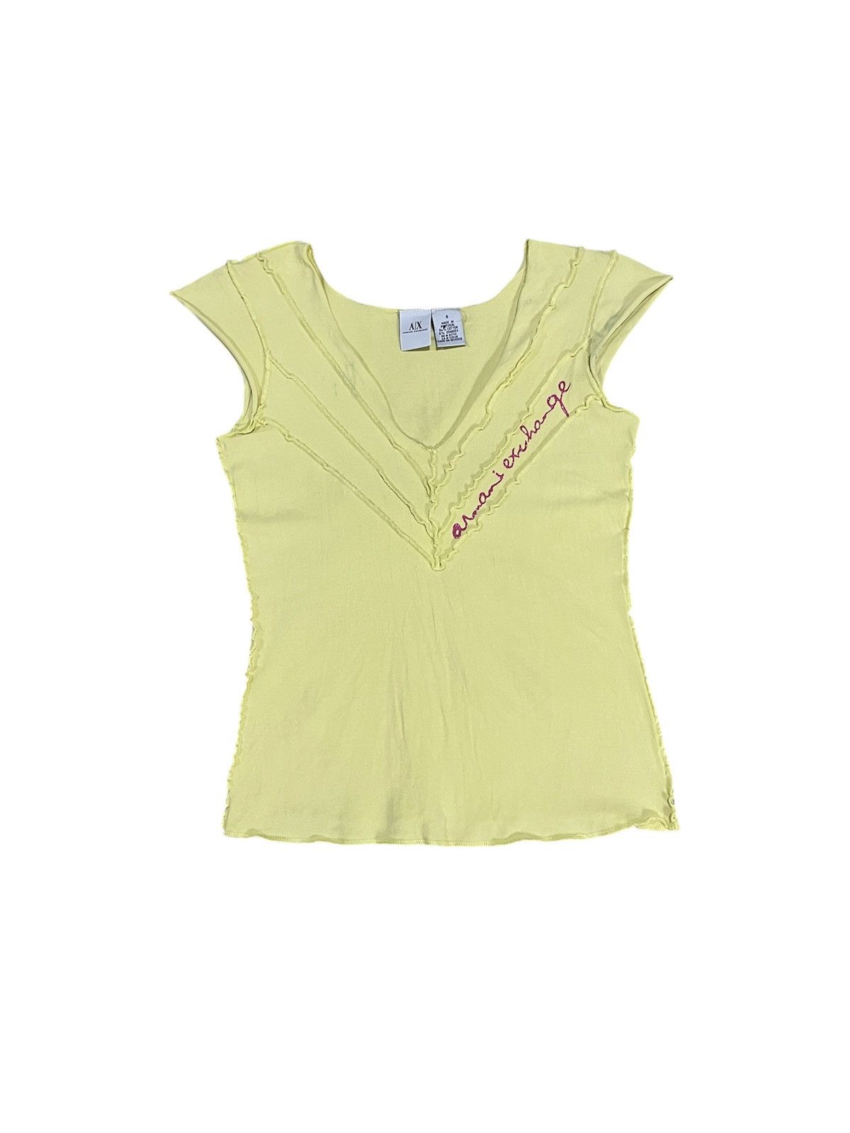 Armani Exchange 2000s ARMANI EXCHANGE SPANDEX-COTTON V-NECK SHIRT Size S / US 4 / IT 40 - 2 Thumbnail