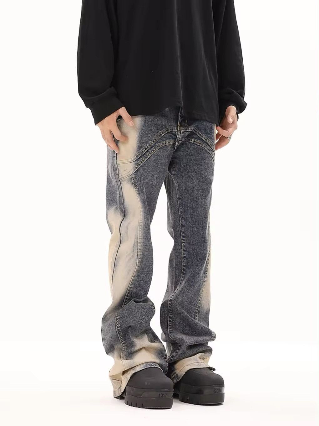 Designer × Vintage Design Streetwear Washed Tie Dye Flared Jeans Pants Size US 36 / EU 52 - 7 Thumbnail