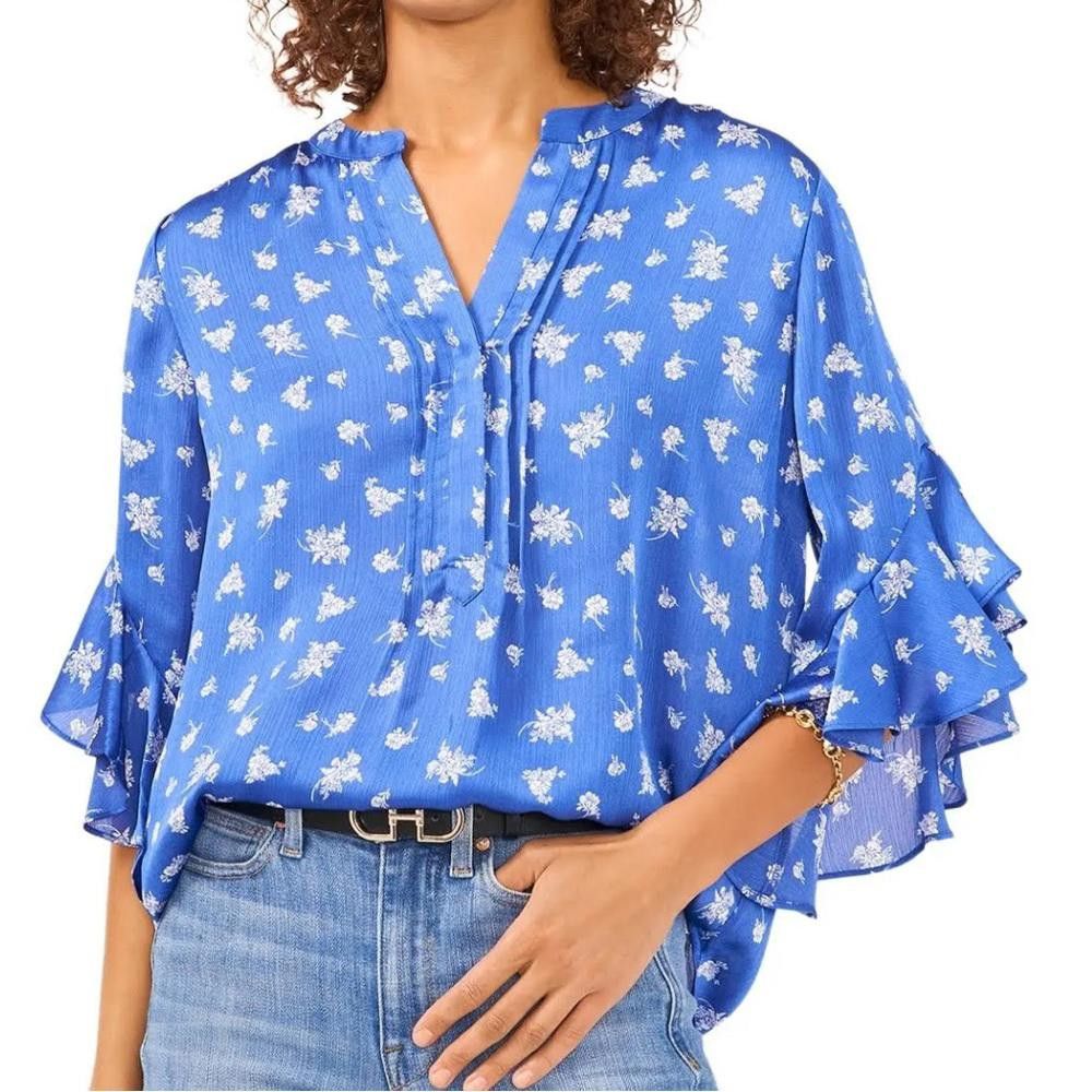 Vince Camuto Vince Camuto l NWT Printed Flutter Sleeve Blouse XS Size XS / US 0-2 / IT 36-38 - 1 Thumbnail