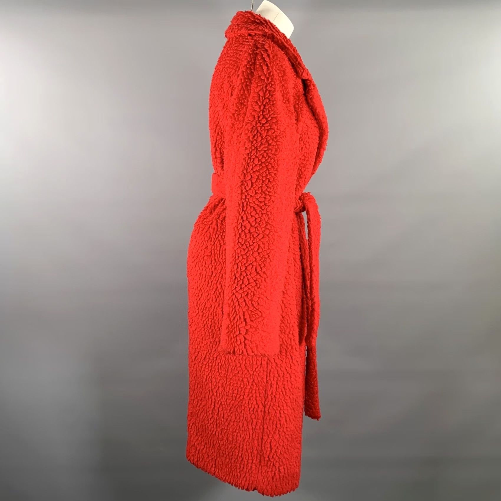 Stella McCartney STELLA McCARTNEY Coat Red Not Listed Textured Faux Fur Notch Lapel Size M Women Wool Italy Size M / US 6-8 / IT 42-44 - 2 Thumbnail