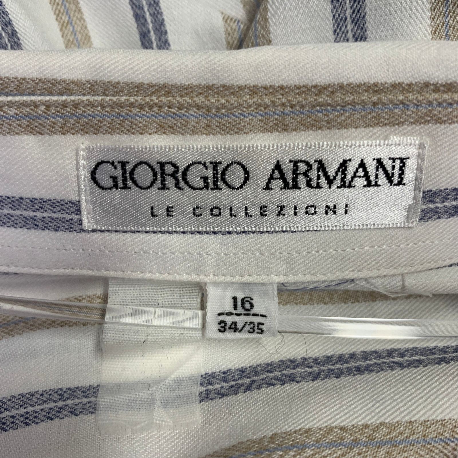 Giorgio Armani Off White Blue Tan Stripe One Pocket Long Sleeve Shirt Size US M / EU 48-50 / 2 - 6 Thumbnail