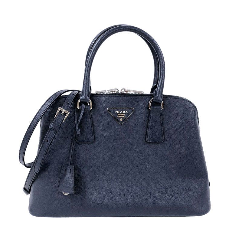 Prada 2way Handbag Leather Navy
