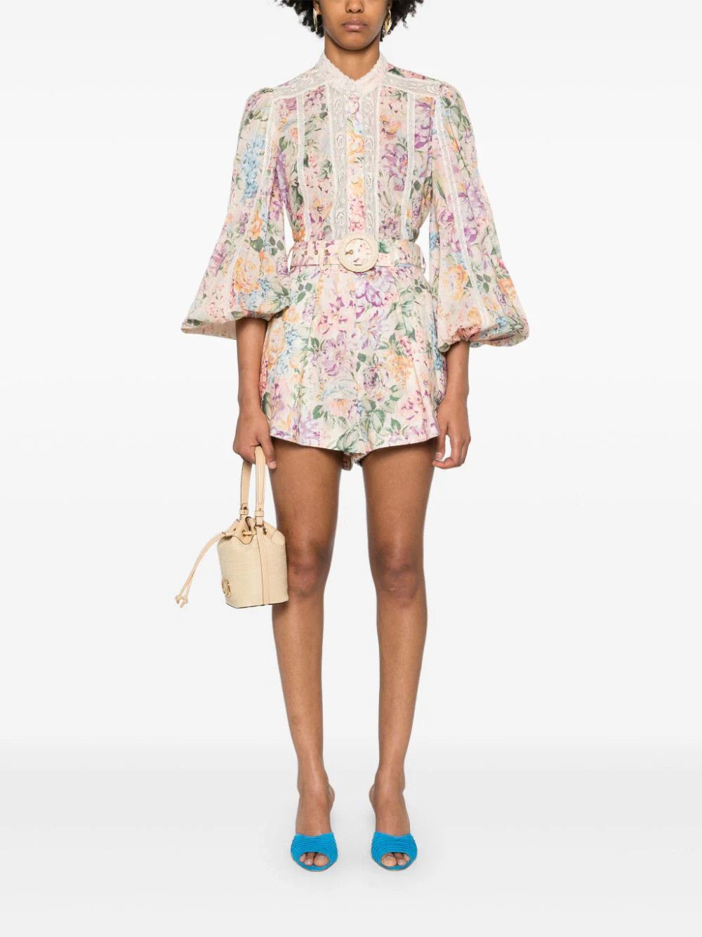 Zimmermann o1s22i1n1024 Halliday Cotton Lace-Trimmed Shirt Size M / US 6-8 / IT 42-44 - 2 Thumbnail