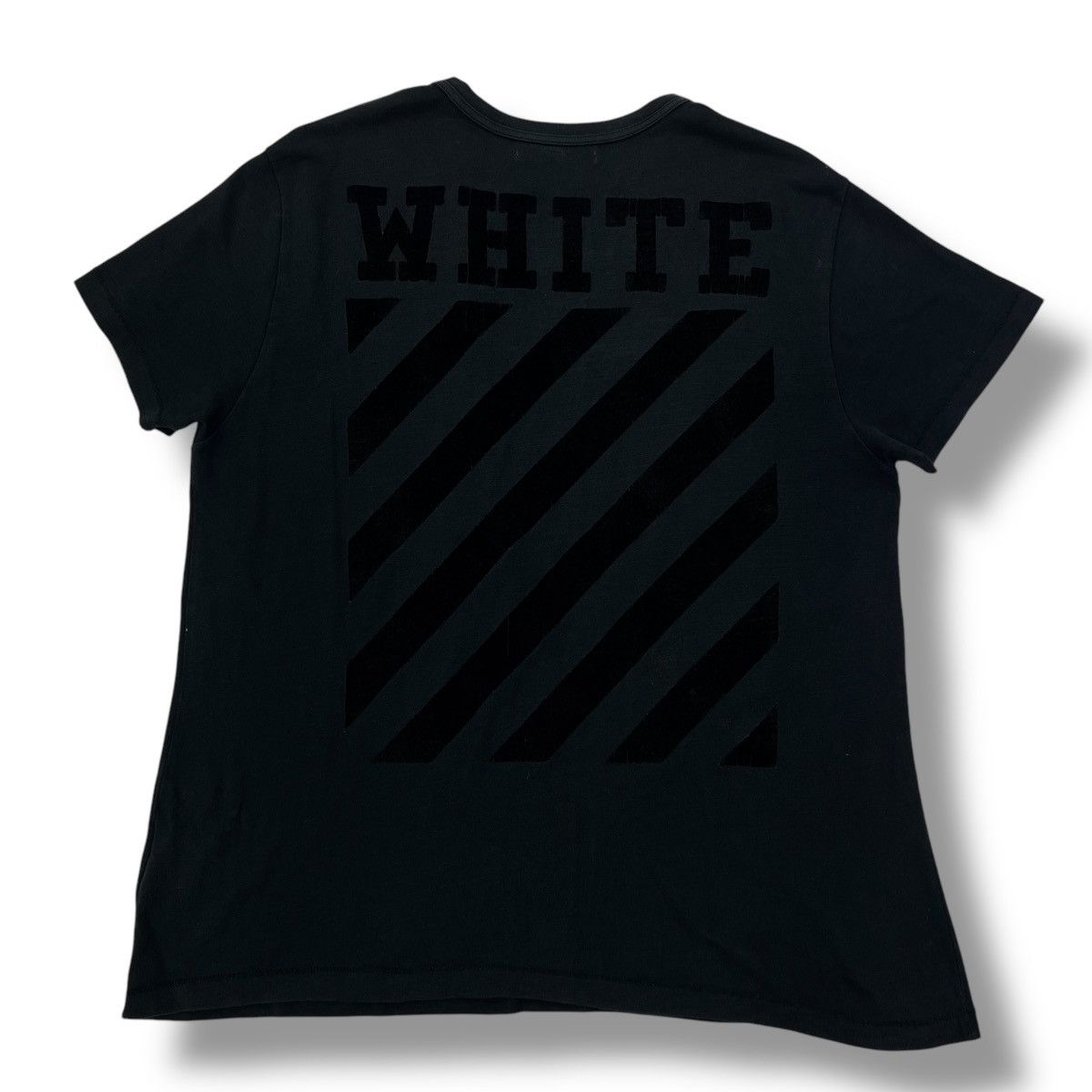 Off-White Off-White Diagonal Velour Black T Shirt Size US M / EU 48-50 / 2 - 2 Thumbnail