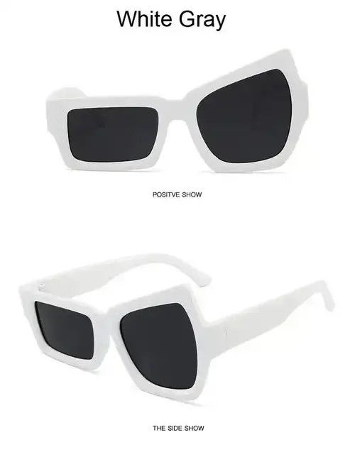 Electric Visual × Japanese Brand Y2K Asymmetric Sunglasses (White) Size ONE SIZE - 5 Thumbnail