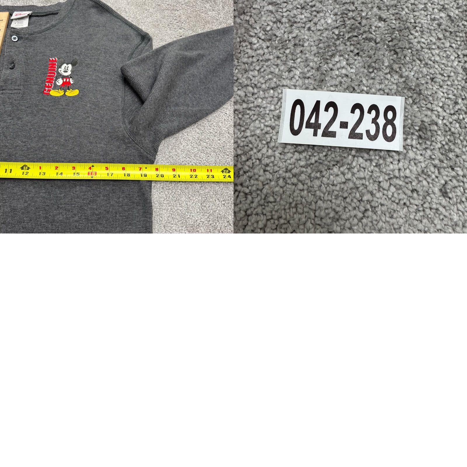 Disney VINTAGE Disney Mickey Mouse Waffle Knit Thermal Shirt Mens M Gray 90s Cartoon Size US M / EU 48-50 / 2 - 9 Thumbnail