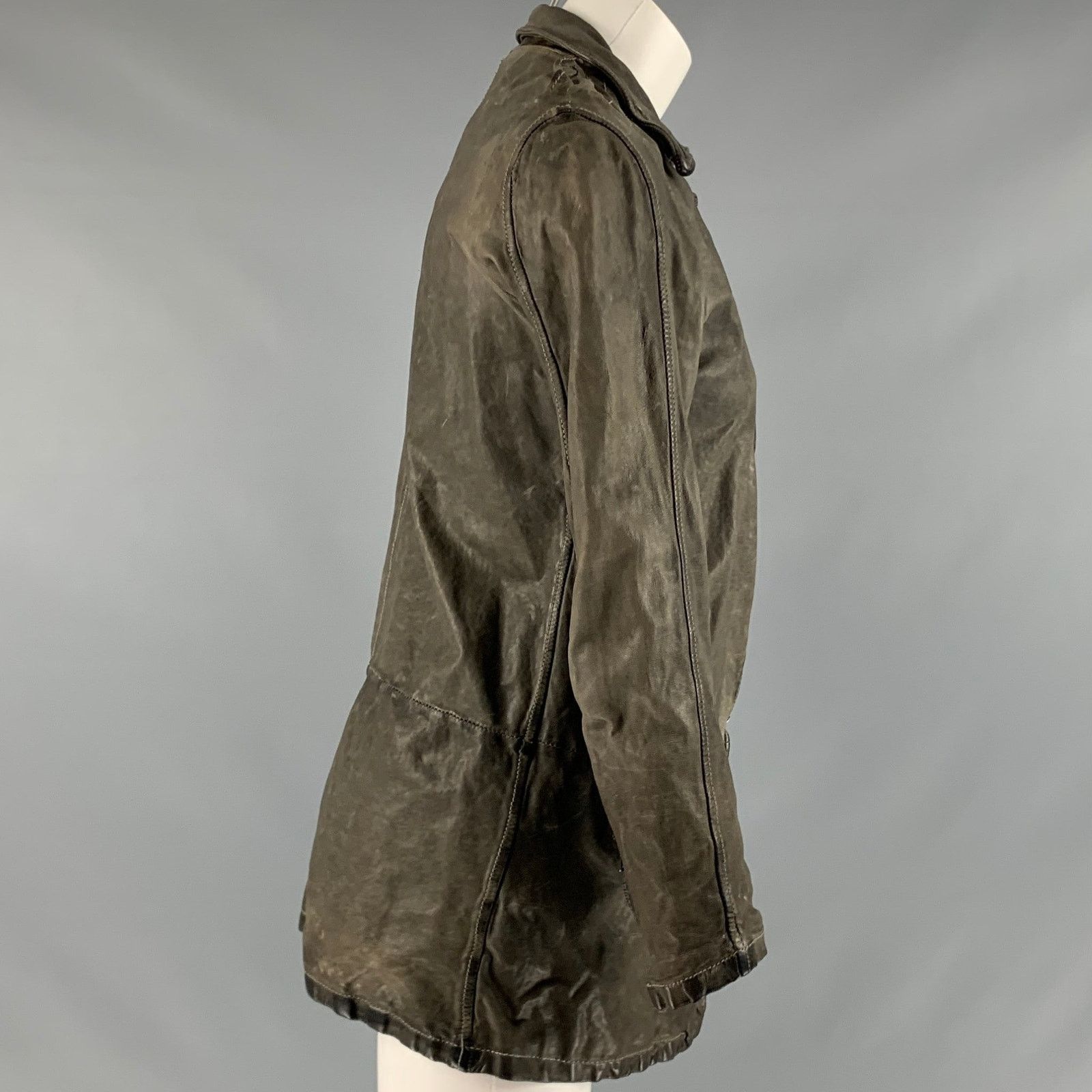 Giorgio Brato GIORGIO BRATO Size 6 Grey Leather Distressed Zip Up Jacket Size M / US 6-8 / IT 42-44 - 2 Thumbnail