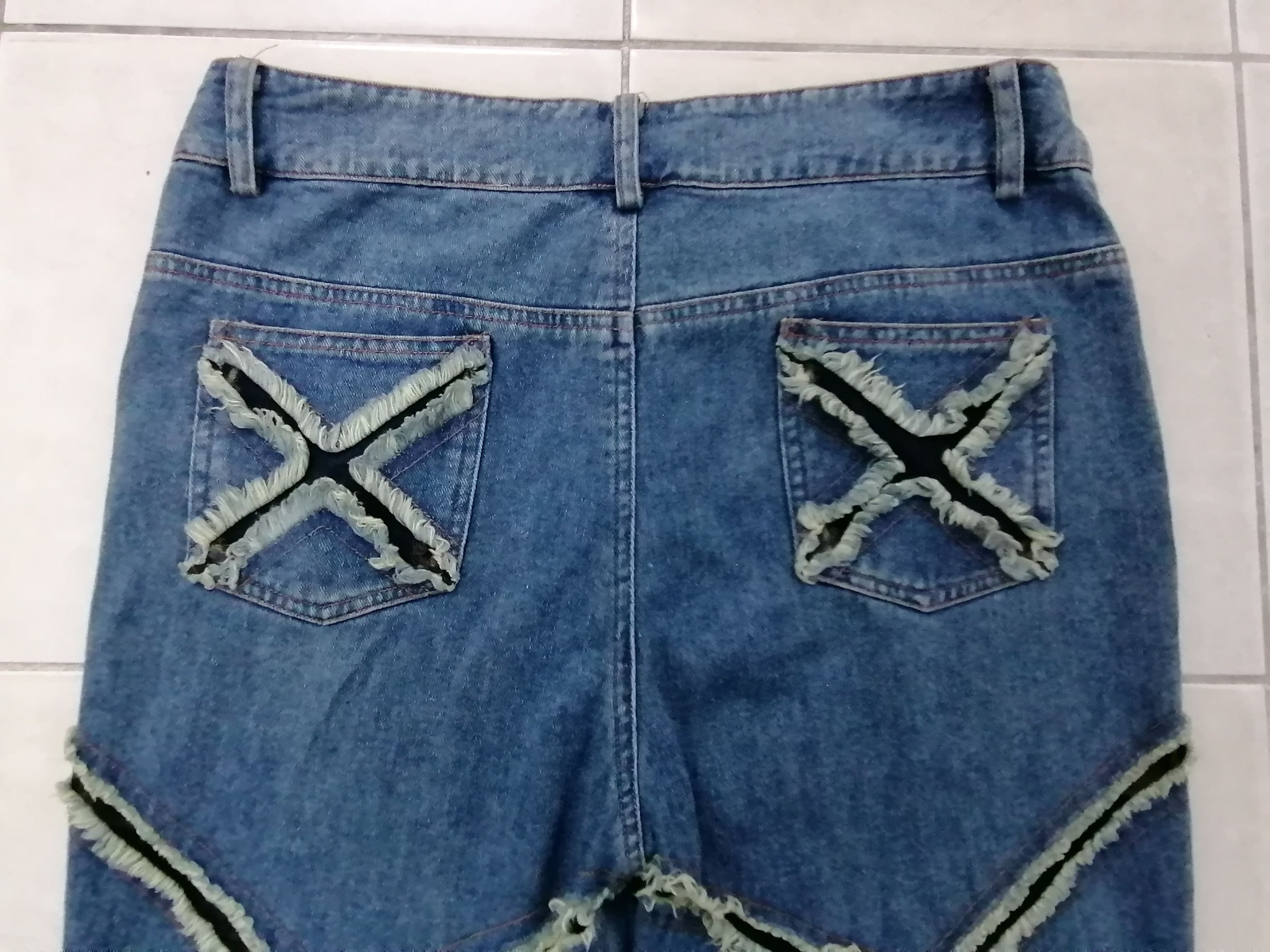 Japanese Brand 💥Rare 💥 Scott N Blue Patch Flare Stretch Jeans Size 32" / US 10 / IT 46 - 8 Thumbnail