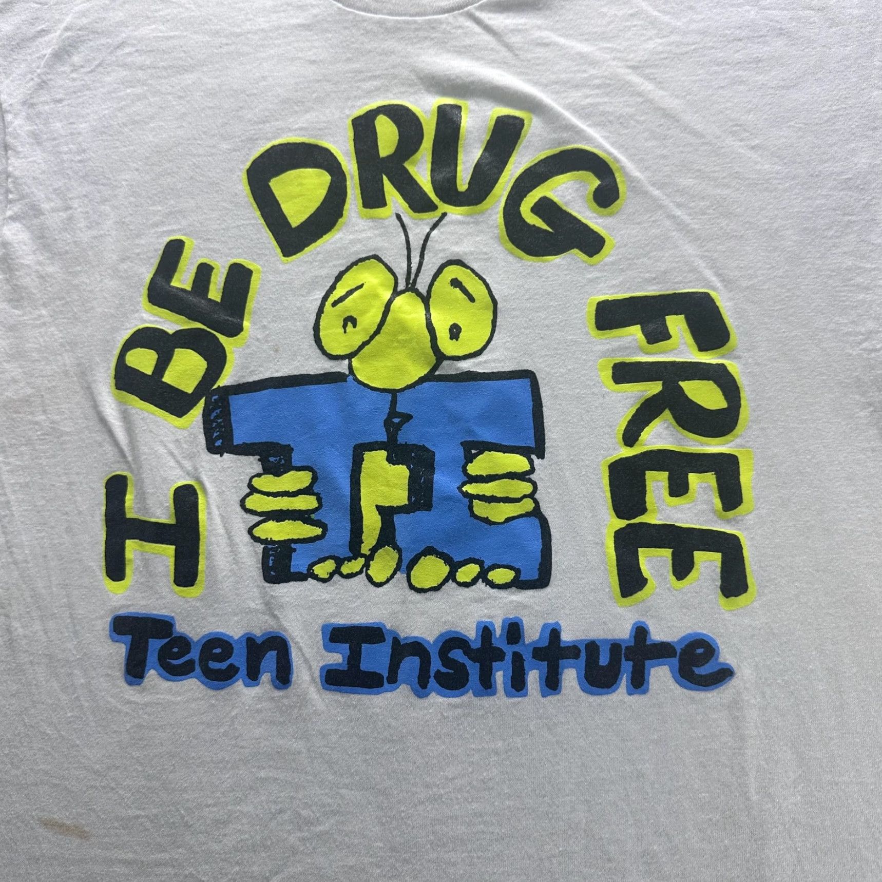 Vintage VINTAGE I Be Drug Free Teen Institute Shirt Mens Large White Graphic 90s y2k SS Size US L / EU 52-54 / 3 - 2 Thumbnail