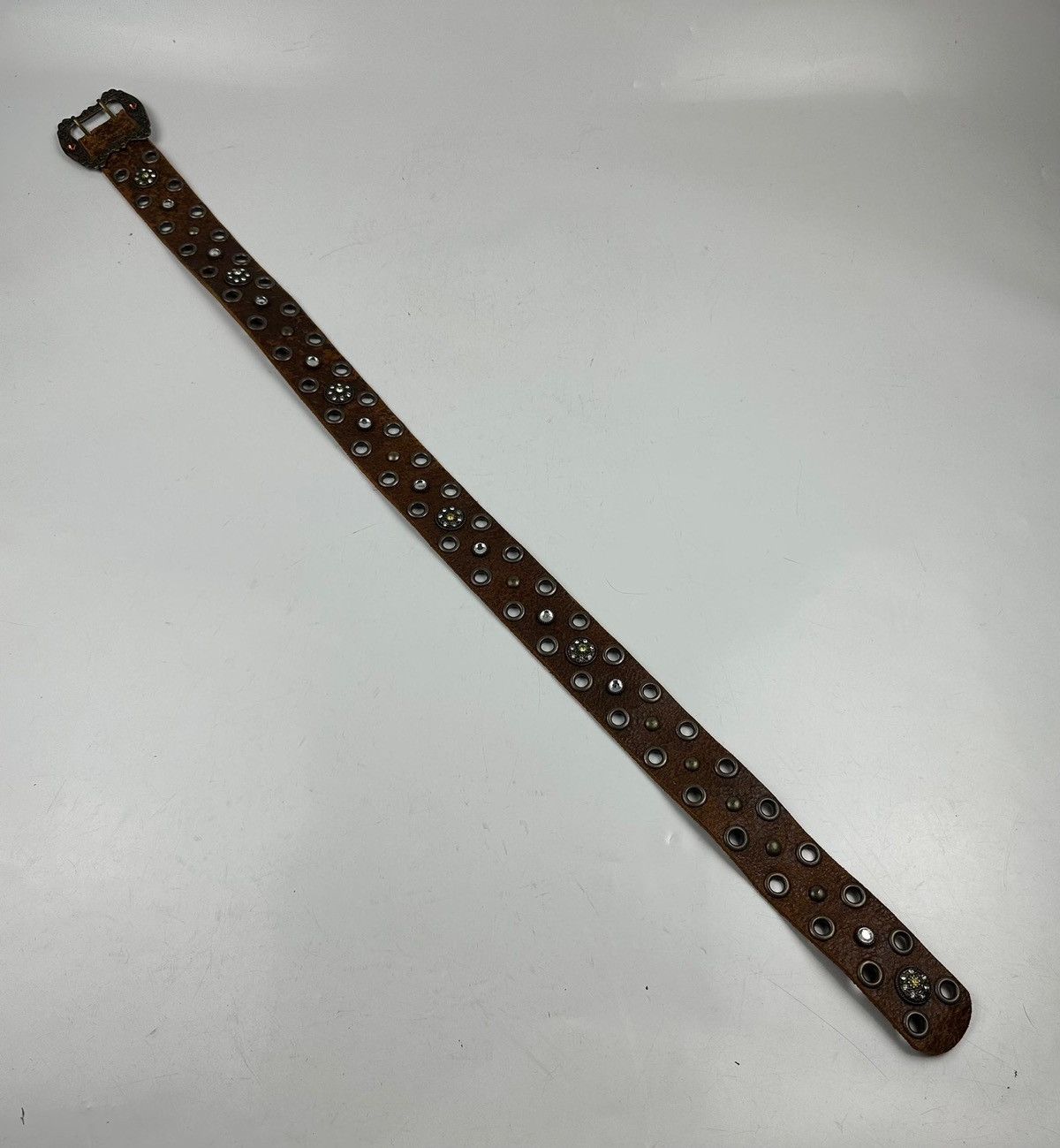 Japanese Brand distressed studded leather belt tc3 Size 34 - 2 Thumbnail